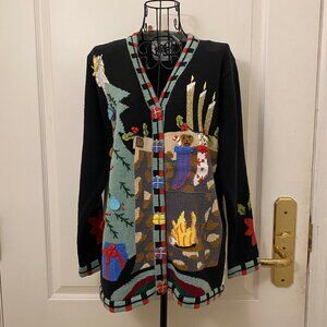 Storybook Knits Multicolor Winter Christmas Novelty Cardigan Sweater Size Small